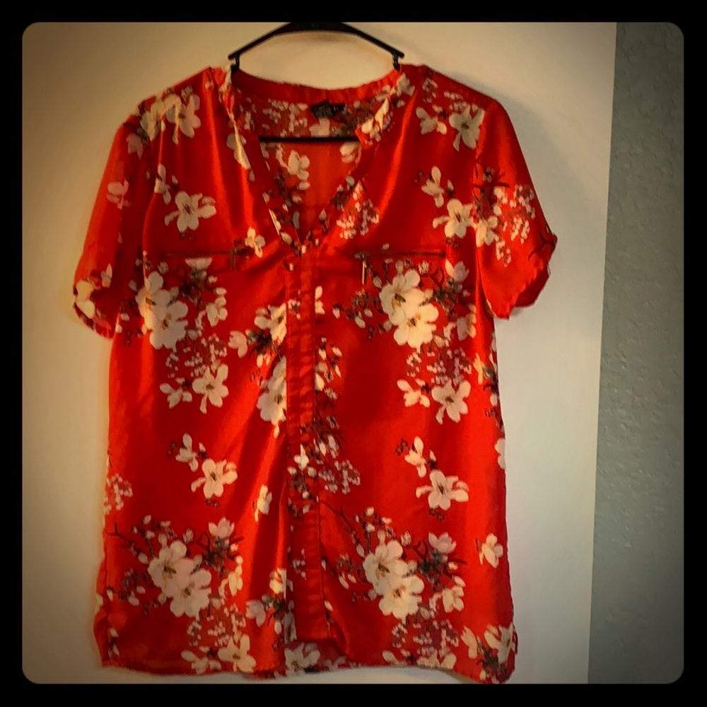 Red, Floral shirt